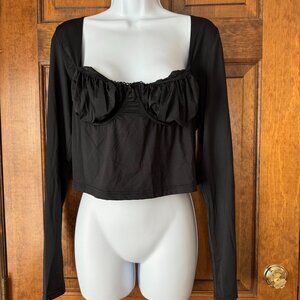 NWT Princess Polly Black Crop Top w/Underwire Bodice US-12